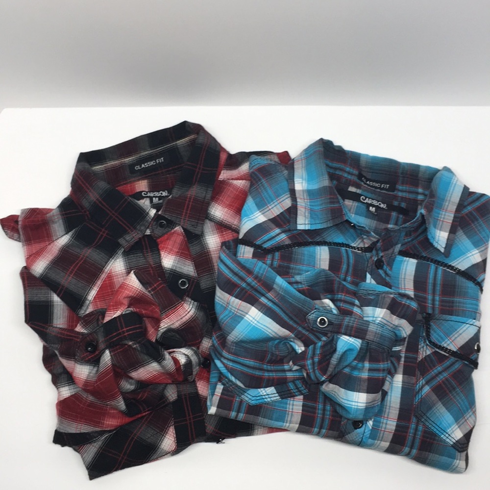 ‼️PRICE DROP‼️ NWOT- 2 Carbon Plaid Button Downs!